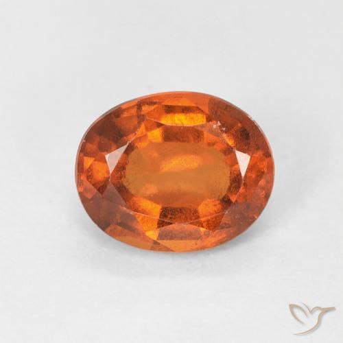 1.47ct طبيعي برتقالى غامق عقيق هيسونيت, بيضوي, قليلا جدا