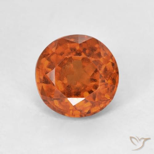 0.98ct طبيعي برتقالى كهرمانى عقيق هيسونيت, دائري, VVS-VS