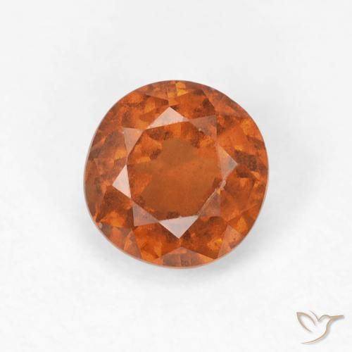 0.86ct طبيعي برتقالى كهرمانى عقيق هيسونيت, دائري, VVS-VS