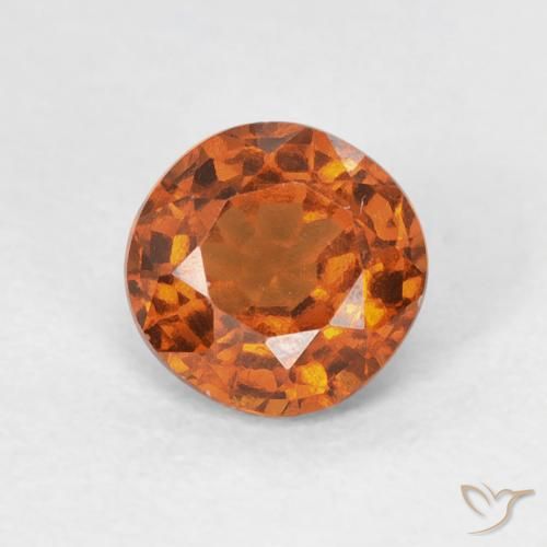 0.95ct طبيعي Medium Dark-Orange عقيق هيسونيت, دائري, VVS-VS