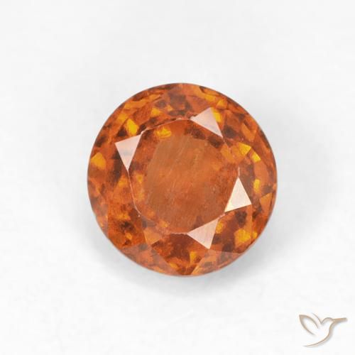 0.92ct طبيعي برتقالى محمر هيسونيت غارنيت, دائري, قليلا جدا