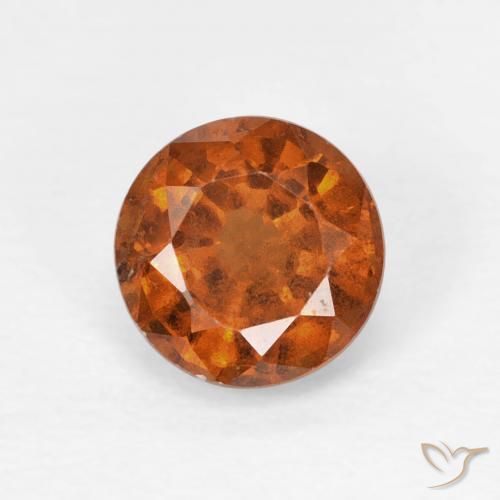 0.94ct طبيعي برتقالى غامق هيسونيت غارنيت, دائري, قليلا جدا