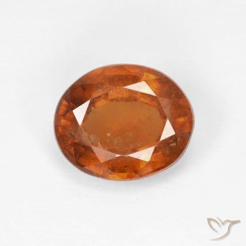 2.12ct طبيعي برتقالى كهرمانى عقيق هيسونيت, بيضوي, قليلا جدا