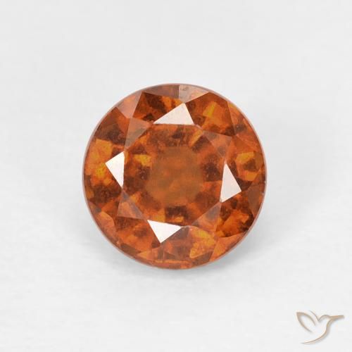 0.94ct طبيعي برتقالى كهرمانى هيسونيت غارنيت, دائري, قليلا جدا