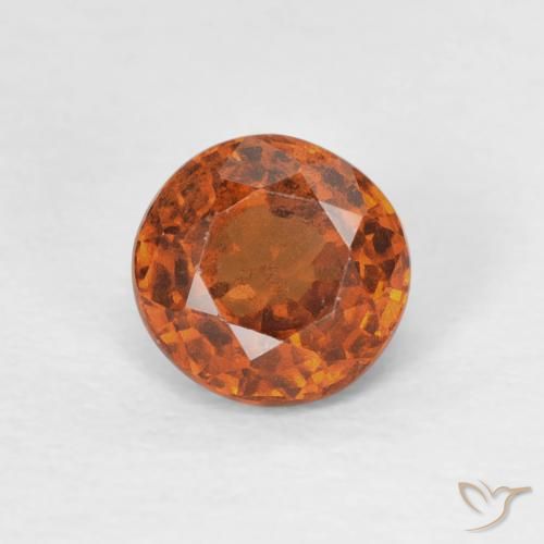 0.85ct طبيعي Medium Dark-Orange عقيق هيسونيت, دائري, قليلا جدا