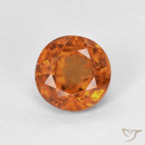 0.95ct طبيعي برتقالى غامق هيسونيت غارنيت, دائري, قليلا جدا