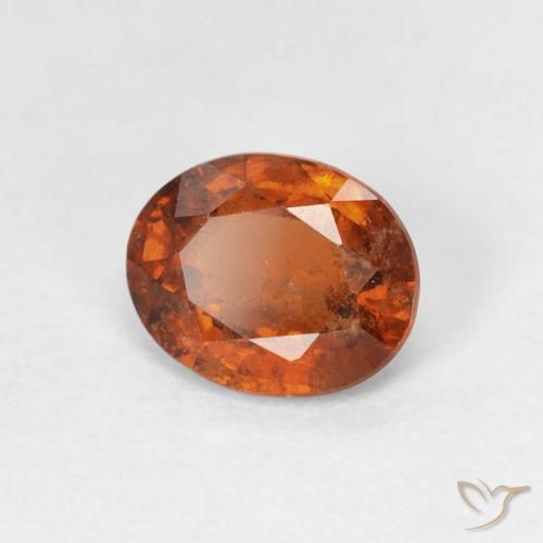 هيسونيت غارنيت Medium Dark-Orange طبيعي، بيضوي، 1.39 قيراط، قليلا جدا