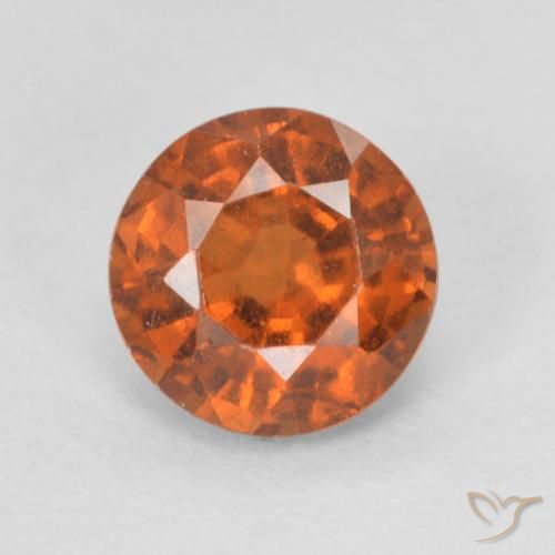 0.86ct طبيعي برتقالى غامق هيسونيت غارنيت, دائري, VVS-VS