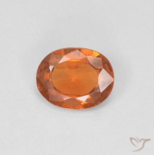 0.82ct طبيعي برتقالى غامق هيسونيت غارنيت, بيضوي, VVS-VS