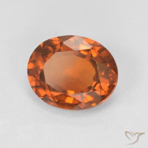 هيسونيت غارنيت Medium Dark-Orange طبيعي، بيضوي، 1.67 قيراط، VVS-VS