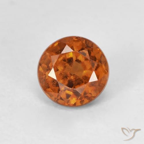 0.90ct طبيعي Medium Dark-Orange هيسونيت غارنيت, دائري, VVS-VS