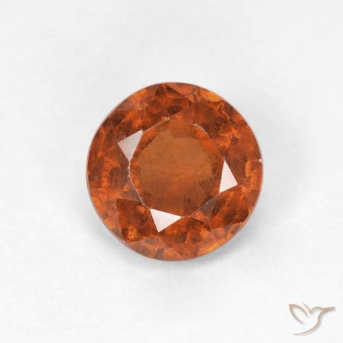 0.95ct طبيعي Medium Dark-Orange هيسونيت غارنيت, دائري, قليلا جدا