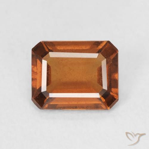 عقيق هيسونيت Medium Dark-Orange طبيعي، ثمانى / قصة زمرد، 1.27 قيراط، VVS-VS