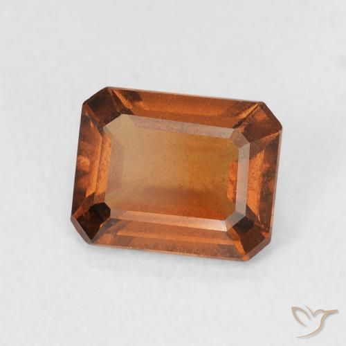 عقيق هيسونيت Medium Dark-Orange طبيعي، ثمانى / قصة زمرد، 1.27 قيراط، VVS-VS