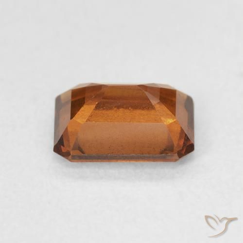 عقيق هيسونيت Medium Dark-Orange طبيعي، ثمانى / قصة زمرد، 1.27 قيراط، VVS-VS