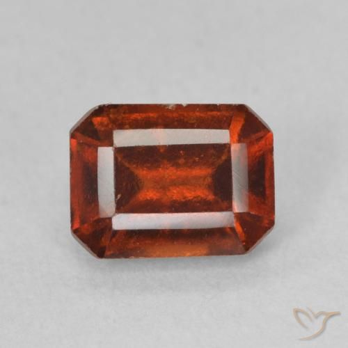 1.41ct طبيعي برتقالى غامق عقيق هيسونيت, قص الزمرد, قليلا جدا