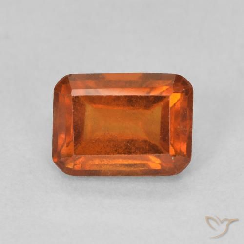 1.28ct طبيعي برتقالى محمر عقيق هيسونيت, قص الزمرد, قليلا جدا