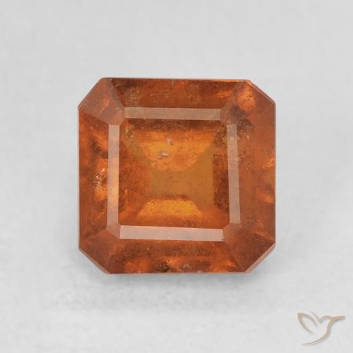 2.03ct طبيعي برتقالى غامق عقيق هيسونيت, قص الزمرد, قليلا جدا