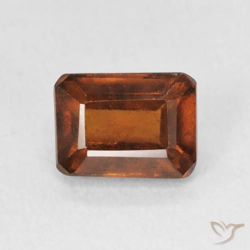 1.58ct طبيعي برتقالى غامق عقيق هيسونيت, قص الزمرد, VVS-VS