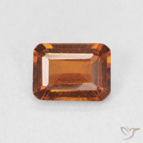 0.86ct طبيعي برتقالى غامق عقيق هيسونيت, قص الزمرد, قليلا جدا