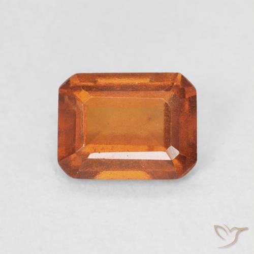 0.90ct طبيعي برتقالى غامق عقيق هيسونيت, قص الزمرد, VVS-VS