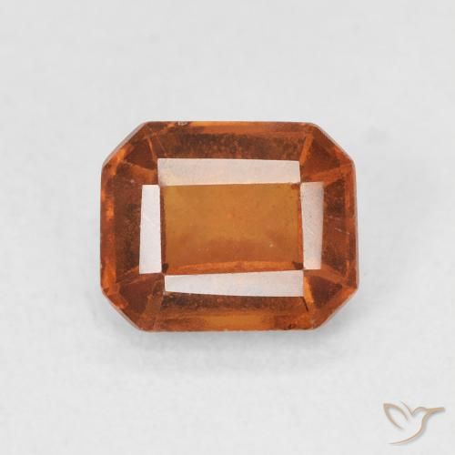1.71ct طبيعي برتقالى غامق عقيق هيسونيت, قص الزمرد, قليلا جدا