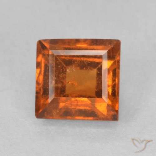 1.00ct طبيعي برتقالى محمر هيسونيت غارنيت, مربع, VS-SI