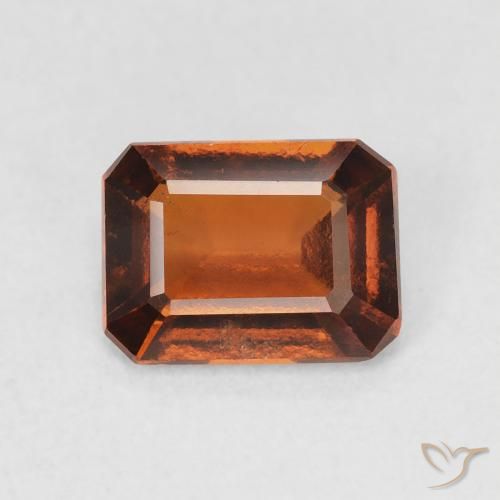 1.42ct طبيعي برتقالى غامق عقيق هيسونيت, قص الزمرد, VVS
