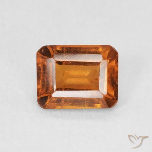 1.07ct طبيعي برتقالى غامق عقيق هيسونيت, قص الزمرد, VS-SI