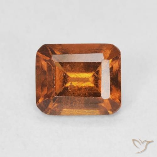 0.86ct طبيعي برتقالى متوسط عقيق هيسونيت, قص الزمرد, VS-SI