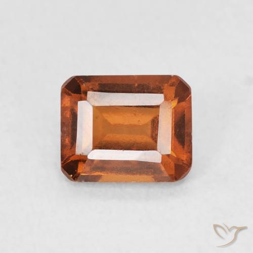 0.77ct طبيعي برتقالى غامق عقيق هيسونيت, قص الزمرد, VS-SI
