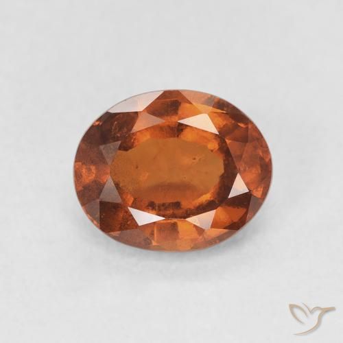 عقيق هيسونيت Medium Dark-Orange طبيعي، بيضوي، 1.77 قيراط، قليلا جدا