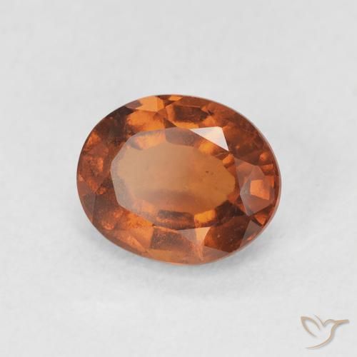 عقيق هيسونيت Medium Dark-Orange طبيعي، بيضوي، 1.77 قيراط، قليلا جدا