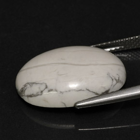 حجر الهاوليت أبيض رمادى طبيعي، قصة بيضاوى، 9.46 قيراط، غير شفاف