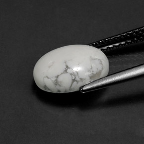 حجر الهاوليت أبيض رمادى طبيعي، قصة بيضاوى، 2.55 قيراط، غير شفاف