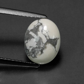 هاوليت أبيض رمادى طبيعي، قصة بيضاوى، 2.66 قيراط، غير شفاف