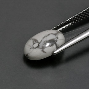 حجر الهاوليت أبيض رمادى طبيعي، قصة بيضاوى، 2.48 قيراط، غير شفاف