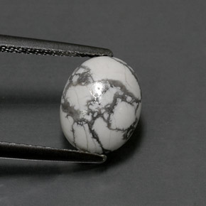 حجر الهاوليت أبيض رمادى طبيعي، قصة بيضاوى، 2.36 قيراط، غير شفاف