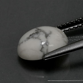 حجر الهاوليت أبيض رمادى طبيعي، قصة بيضاوى، 2.24 قيراط، غير شفاف