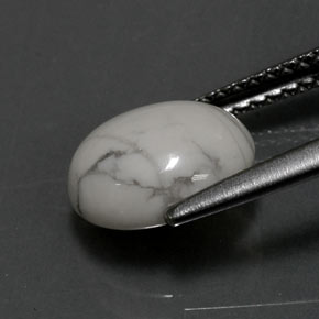 حجر الهاوليت أبيض رمادى طبيعي، قصة بيضاوى، 2.36 قيراط، غير شفاف