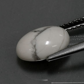 حجر الهاوليت أبيض رمادى طبيعي، قصة بيضاوى، 2.60 قيراط، غير شفاف