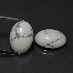 حجر الهاوليت أبيض رمادى طبيعي، بيضوي، 0.00 قيراط، غير شفاف