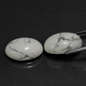 حجر الهاوليت أبيض رمادى طبيعي، بيضوي، 0.00 قيراط، غير شفاف