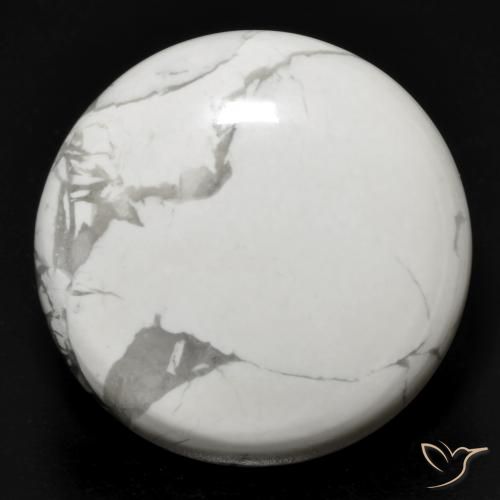 25.51ct طبيعي أبيض رمادى حجر الخرز, دائري, غير شفاف