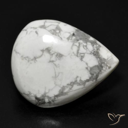 16.54ct طبيعي أبيض رمادى حجر الخرز, شكل الكمثرى, غير شفاف