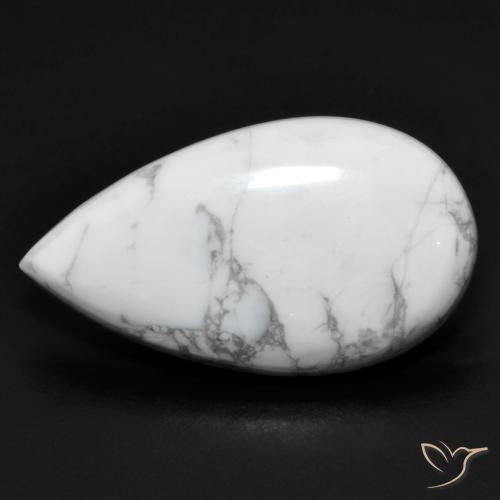13.84ct طبيعي أبيض رمادى حجر الهاوليت, شكل الكمثرى, غير شفاف