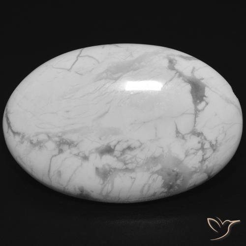 25.79ct طبيعي أبيض رمادى حجر الخرز, بيضوي, غير شفاف