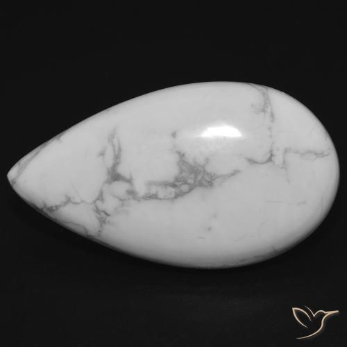 17.74ct طبيعي أبيض رمادى حجر الهاوليت, شكل الكمثرى, غير شفاف