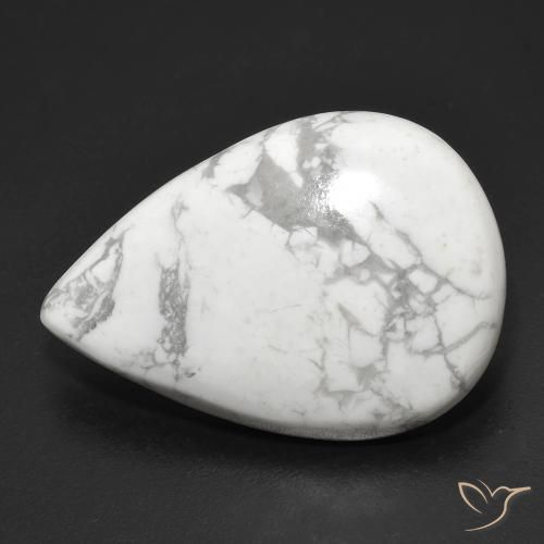 21.42ct طبيعي أبيض رمادى حجر الهاوليت, شكل الكمثرى, غير شفاف