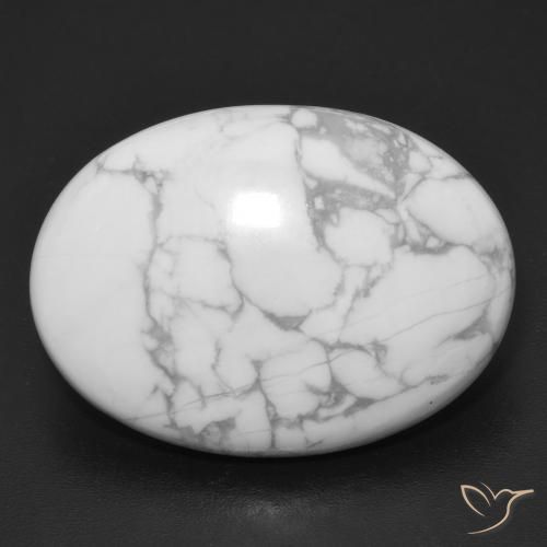 26.91ct طبيعي أبيض رمادى حجر الخرز, بيضوي, غير شفاف